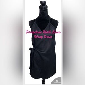 🌸Pampelone- Black Linen Wrap Dress-NWOT🌸